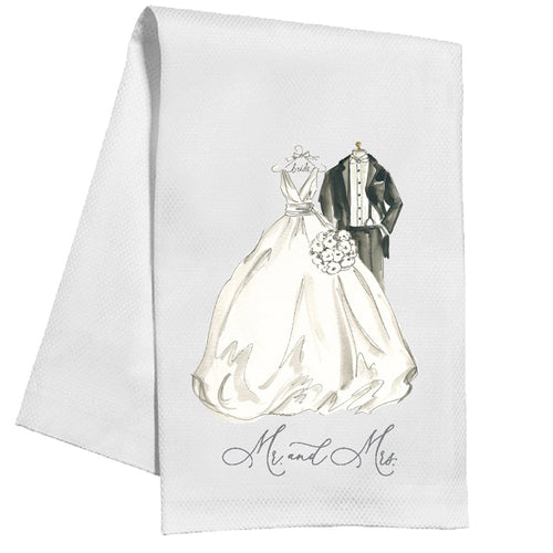 Mr and Mrs Bride and Groom Kitchen Towel
