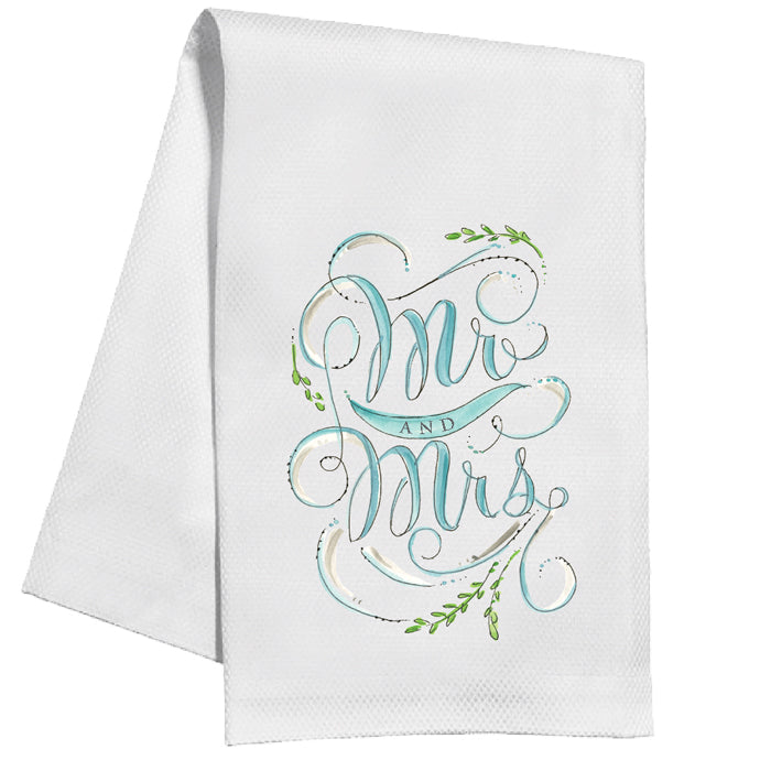 Mr and Mrs Handpainted Blue Kitchen Towel