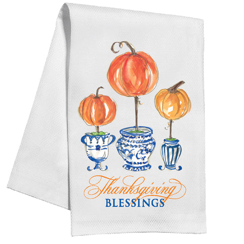 Thanksgiving Blessings Pumpkin Topiaries Kitchen Towel