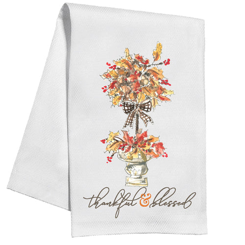 Thankful & Blessed Fall Topiary Kitchen Towel