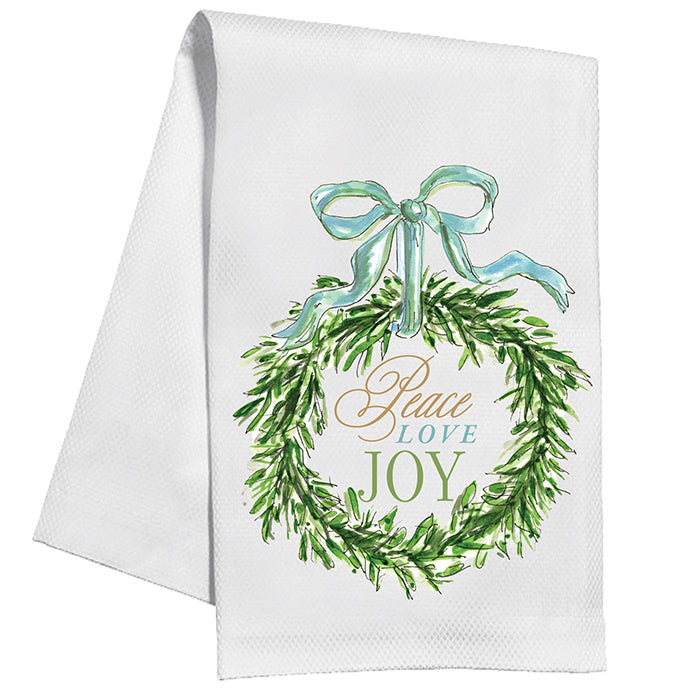 Peace Love Joy Wreath Kitchen Towel