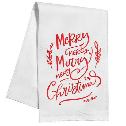 Merry Merry Merry Christmas Kitchen Towel