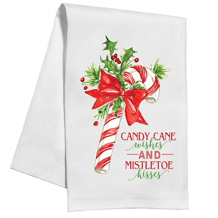 Candy Cane Wishes And Mistletoe Kisses Kitchen Towel
