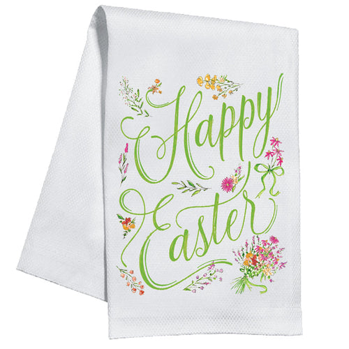 Handpainted Happy Easter Kitchen Towel