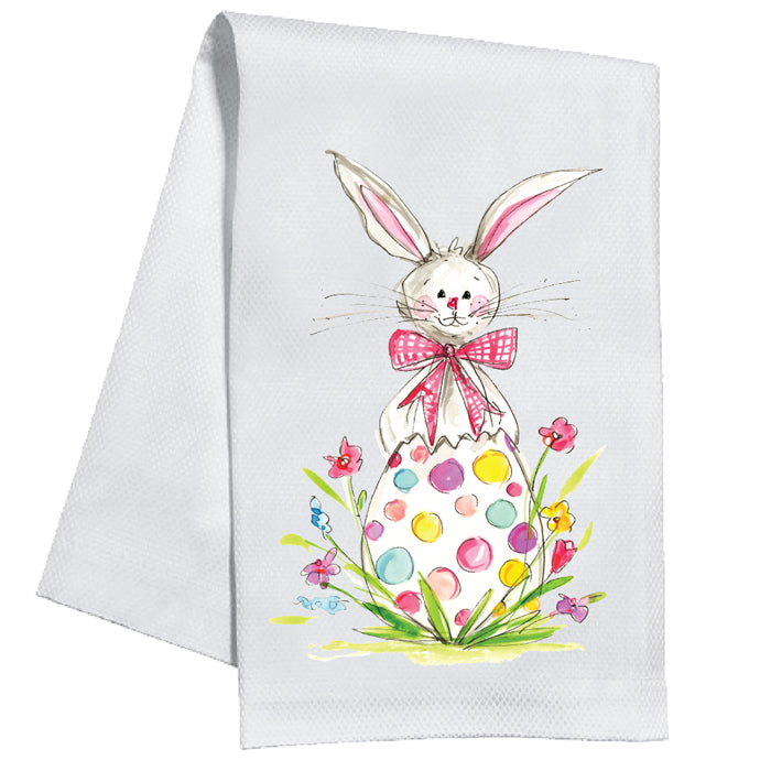 Handpainted Bunny in Egg Kitchen Towel