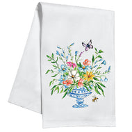 Blue Handpainted Floral Arrangement Kitchen Towel