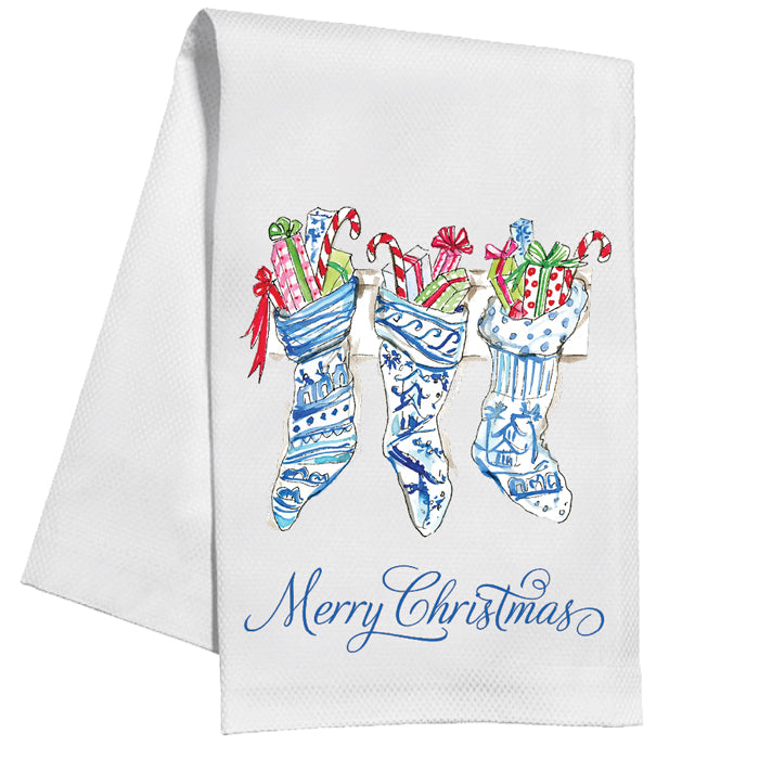 Merry Christmas Chinoiserie Stockings Kitchen Towel