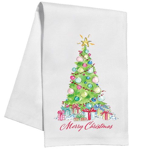 Merry Christmas Festive Holiday Tree with Presents Kitchen Towel