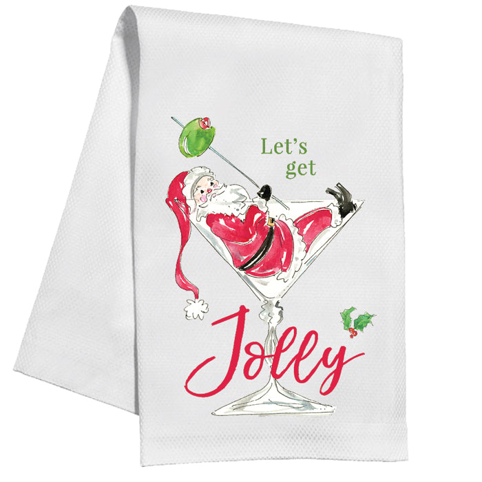 Let's Get Jolly Santa Cocktail Kitchen Towel