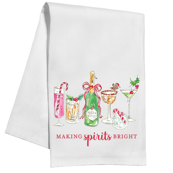 Making Spirits Bright Holiday Cocktails Kitchen Towel