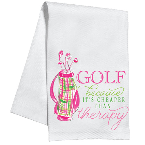 Pink Golf Clubs Kitchen Towel