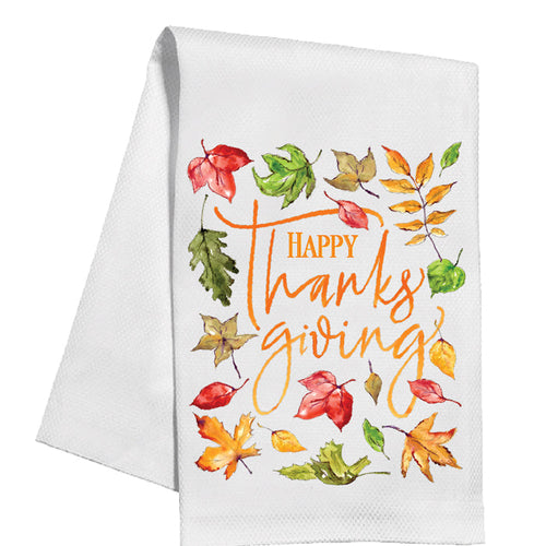 Watercolor Happy Thanksgiving Kitchen Towel