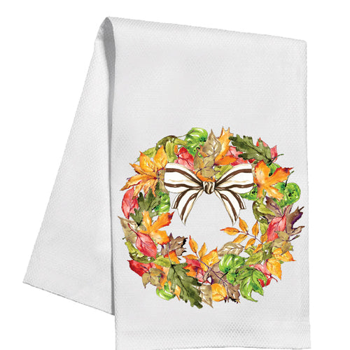 Fall Leaves Wreath Kitchen Towel