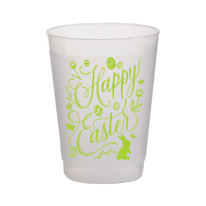 Happy Easter Bunny and Eggs Lime Frost Flex Cups