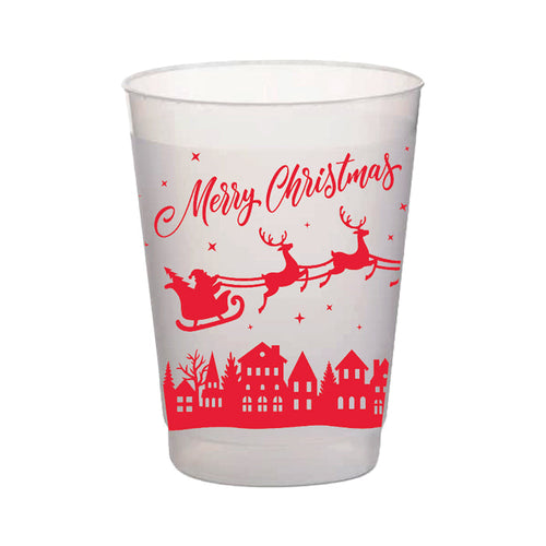 Merry Christmas Santa Sleigh Frost Flex Cups