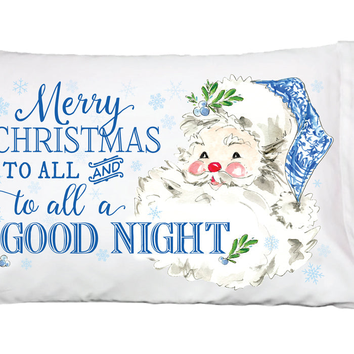 Blue & White Santa Pillowcase