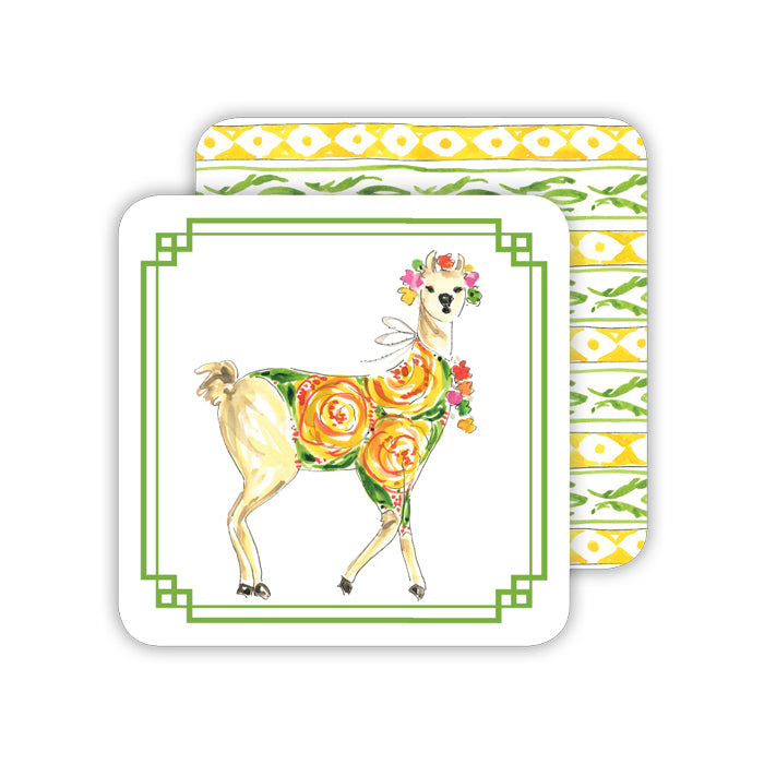 Green Llama Paper Coasters