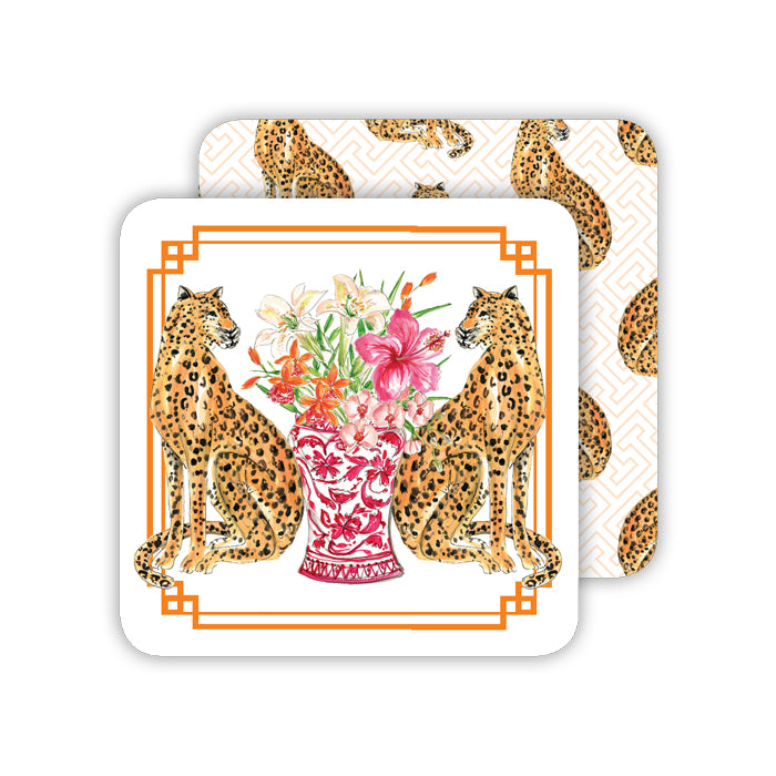 Handpainted Cheetahs Paper Coasters