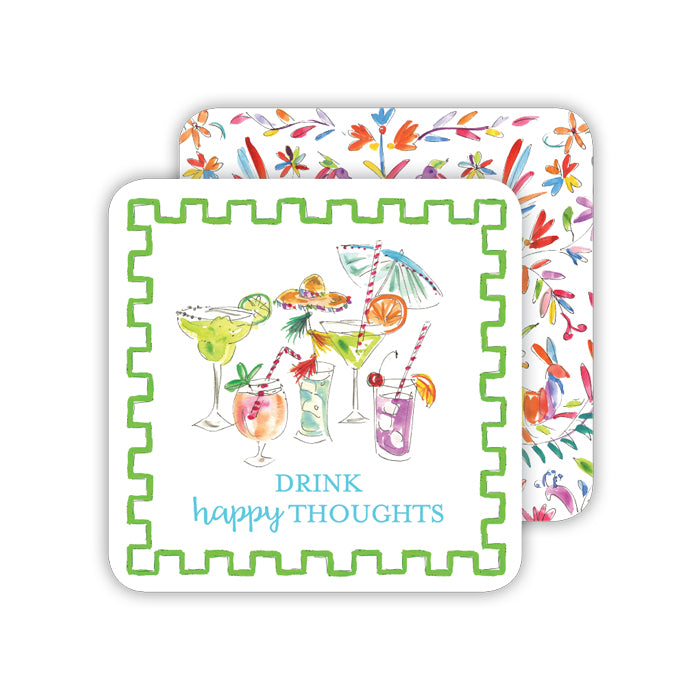 Drink Happy Thoughts Paper Coasters