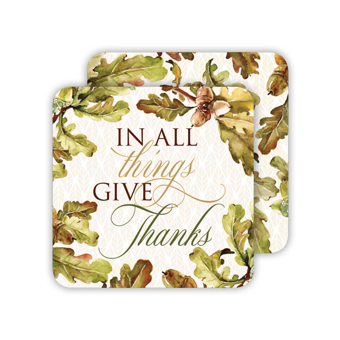 In All Things Give Thanks Paper Coasters