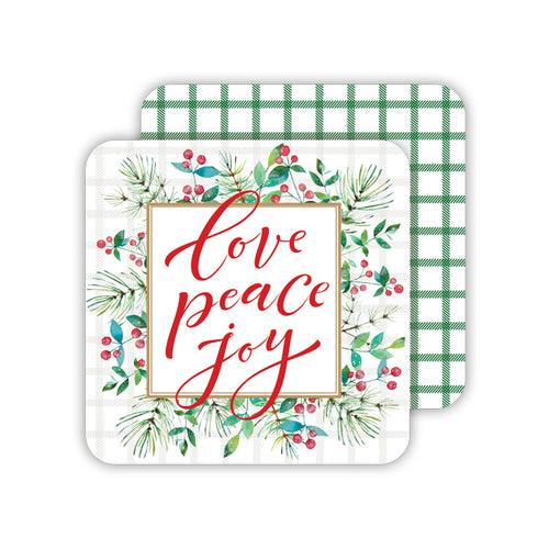 Love Peace Joy Paper Coasters