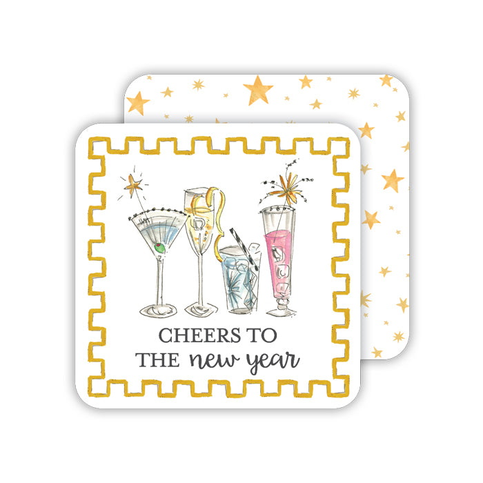 Cheers To The New Year Coctkails-Stars Paper Coasters