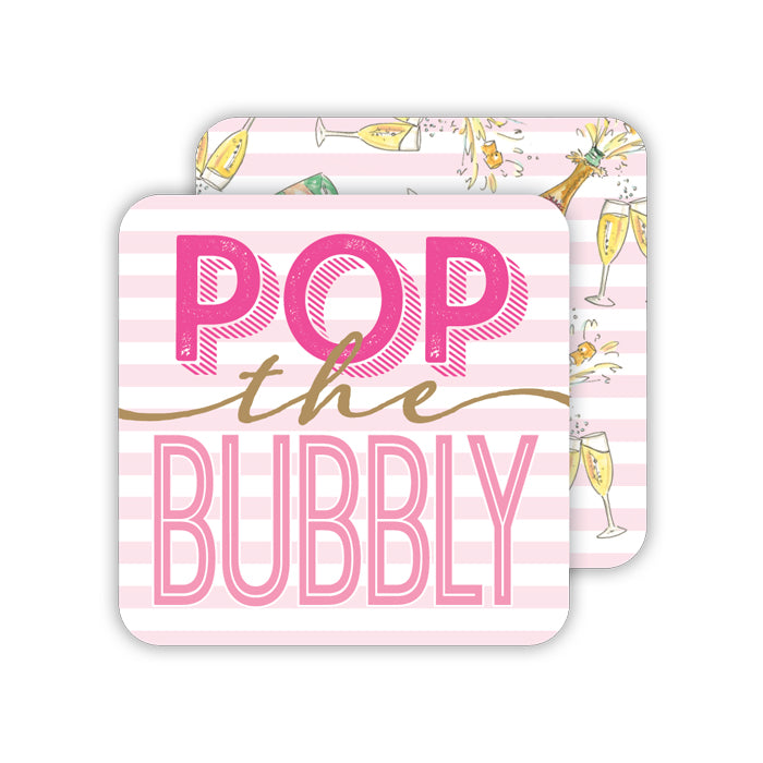 Pop The Bubbly-Champagne Bottles Paper Coasters