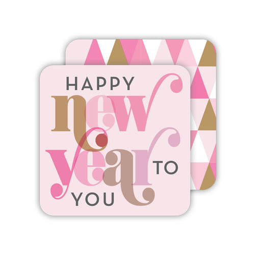 Happy New Year Pink Paper Coasters