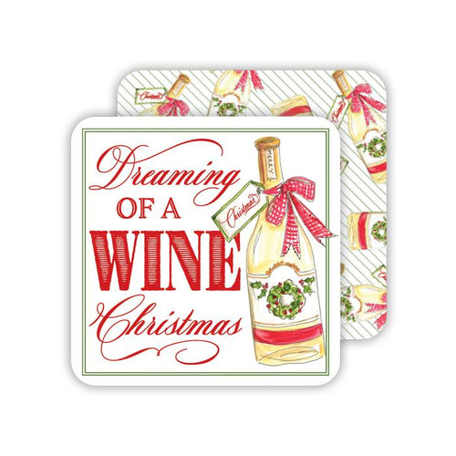 Dreaming Of A Wine Christmas/Handpainted Champagne Bottles Pattern Paper Coasters