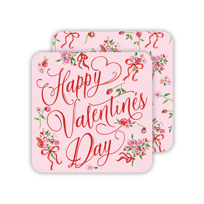 Happy Valentine’s Day Sweet Pink Paper Coasters