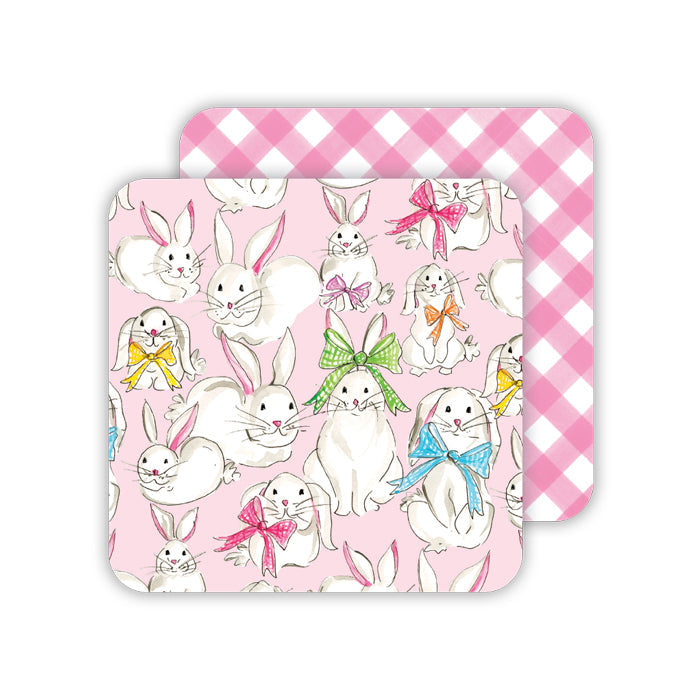 Handpainted Bunnies Pattern Paper Coasters