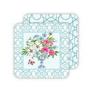 Turquoise Wonderland Floral Arrangement & Bamboo Trellis Paper Coasters
