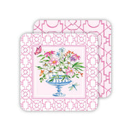 Pink Wonderland Floral Arrangement & Bamboo Trellis Paper Coasters