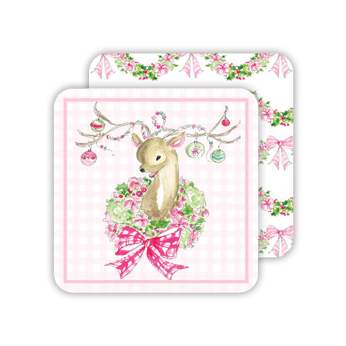 Vintage Deer with Ornaments Paper Coasters