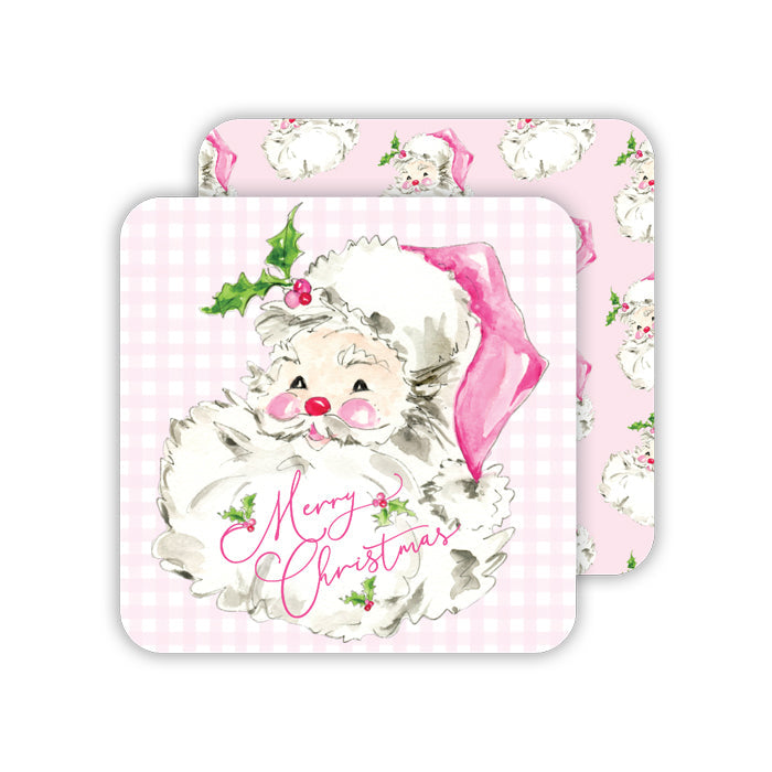 Pink Santa Paper Coasters