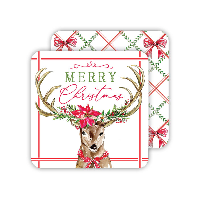 Merry Christmas Vintage Deer Paper Coasters