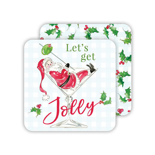 Let's Get Jolly Santa Cocktail Paper Coasters