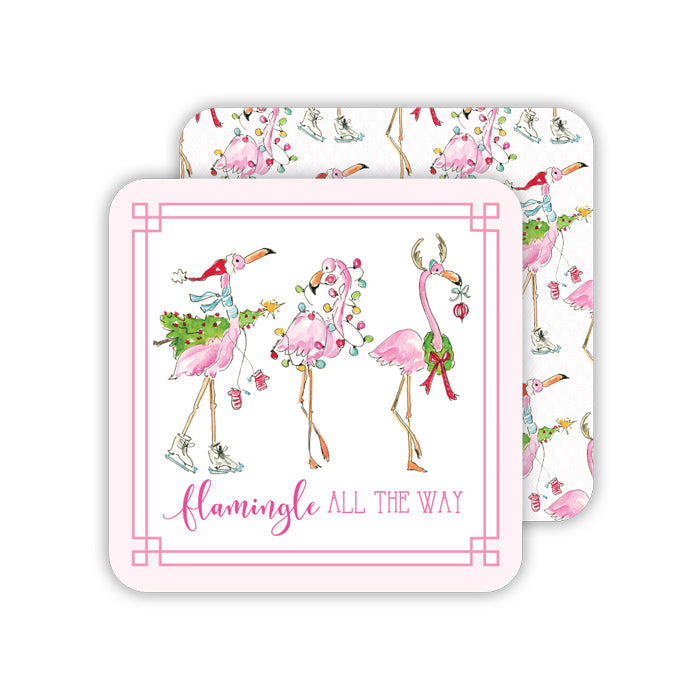 Flamingle All The Way Paper Coasters