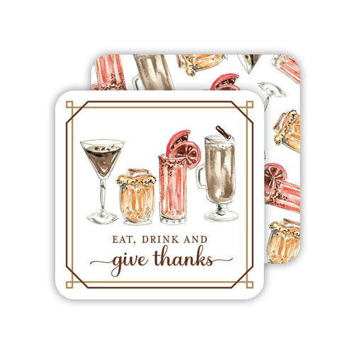 Eat Drink And Give Thanks Cocktails Paper Coasters