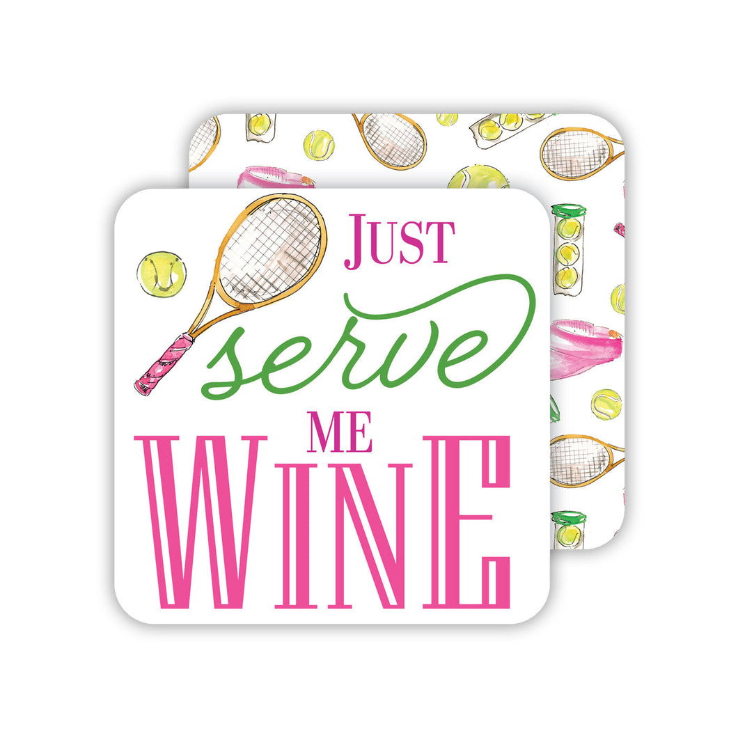 Just Serve Me Wine Tennis Paper Coasters