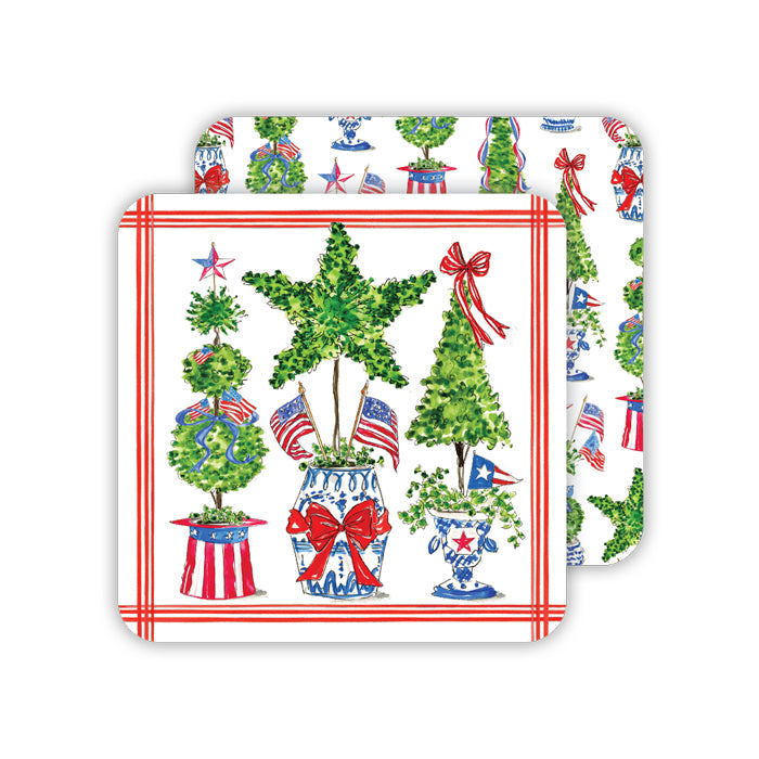 Patriotic Topiaries Paper Coasters