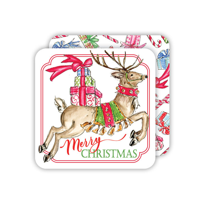 Reindeer Merry Christmas Paper Coasters