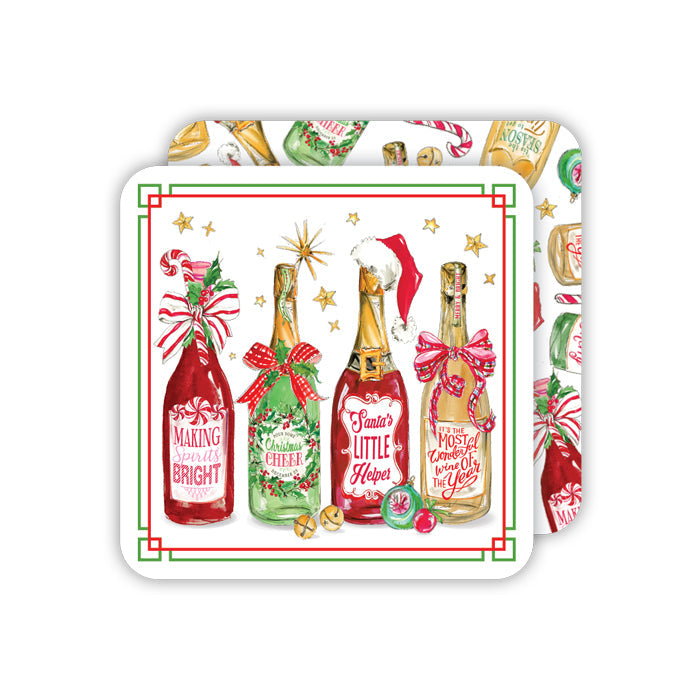 Christmas Wine Bottles Paper Coasters