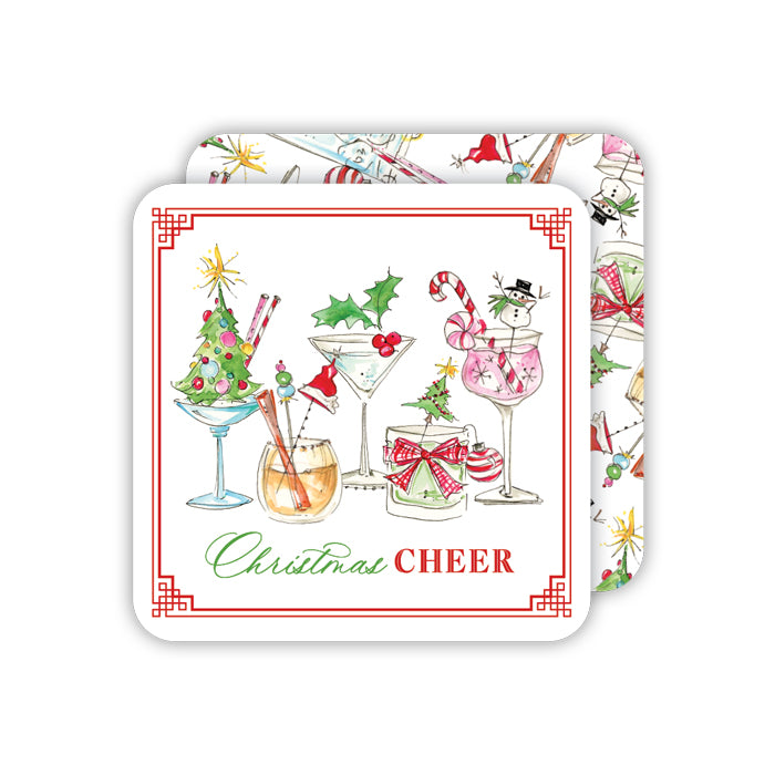 Christmas Cheer Cocktails Paper Coasters
