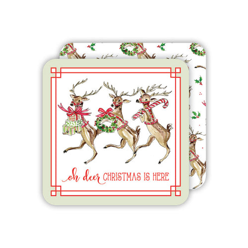 Oh Deer Christmas Is Here Paper Coasters