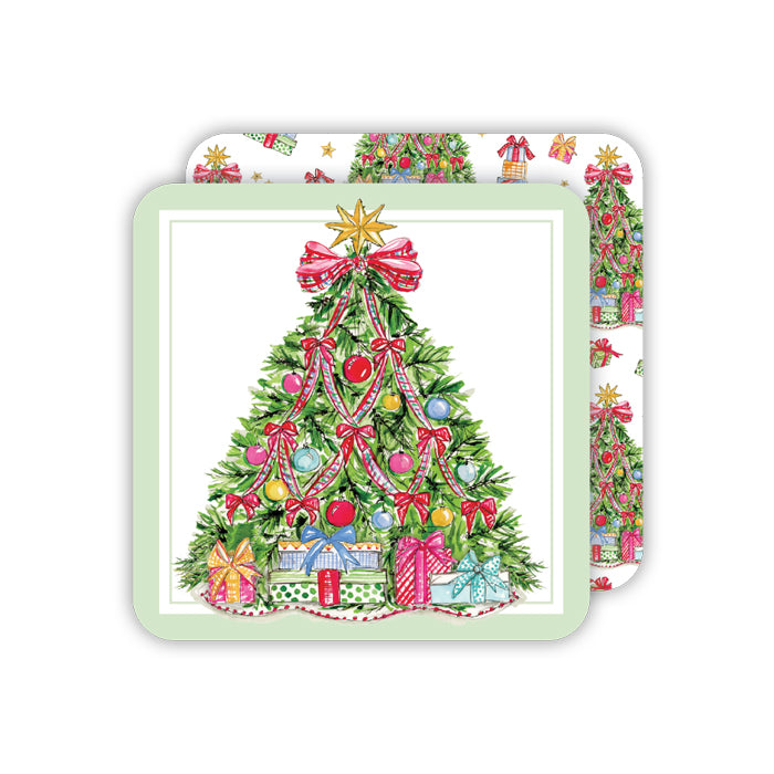 Traditional Christmas Tree Paper Coasters
