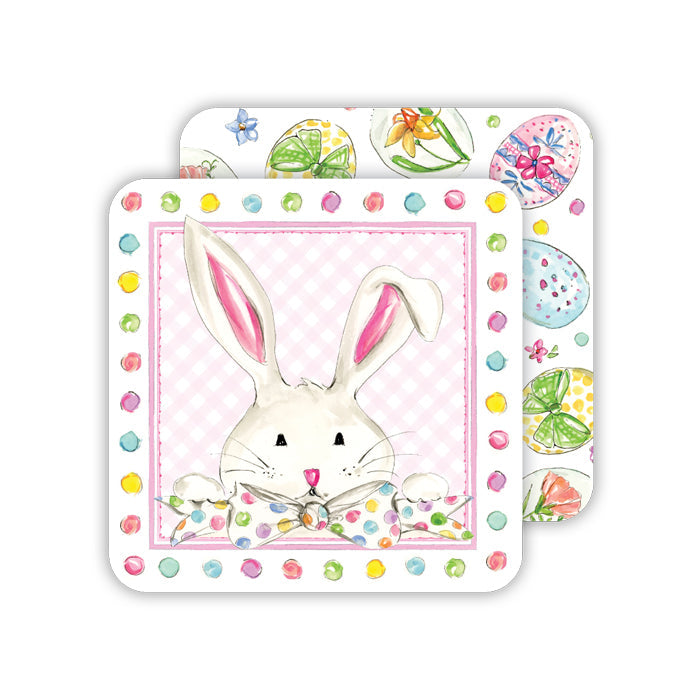 Pink Easter Bunny Paper Coasters