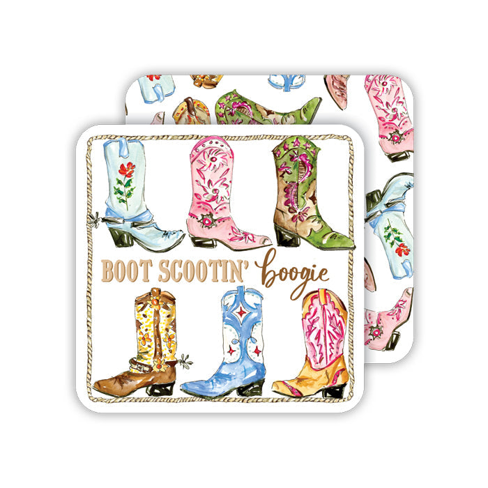 Watercolor Western Boots Paper Coasters