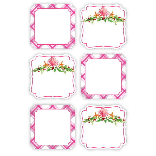 Pink Plaid and Seashells Holly Die-Cut Sticker Sheet