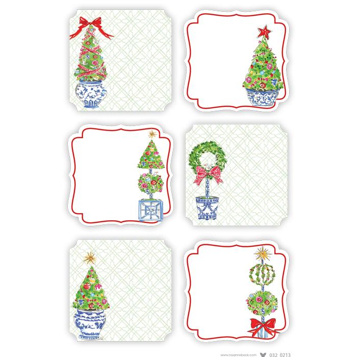 Handpainted Merry And Bright Topiaries Die-Cut Sticker Sheets